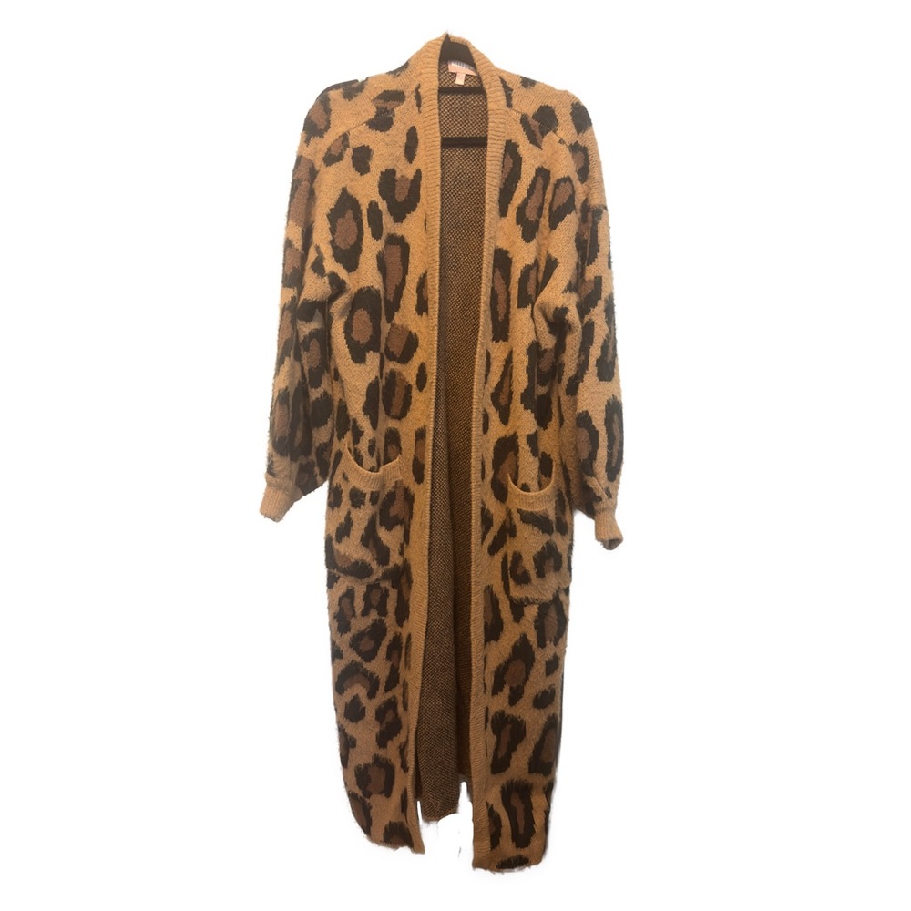 Show Me Your Mumu Animal Print Open Cardigan Full Length Sweater